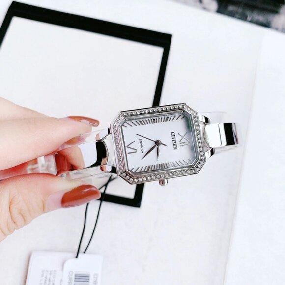 CITIZEN EM0980-50A SILHOUETTE ECO-DRIVE WHITE DIAL SILVER STEEL WOMENS WATCH main image 4